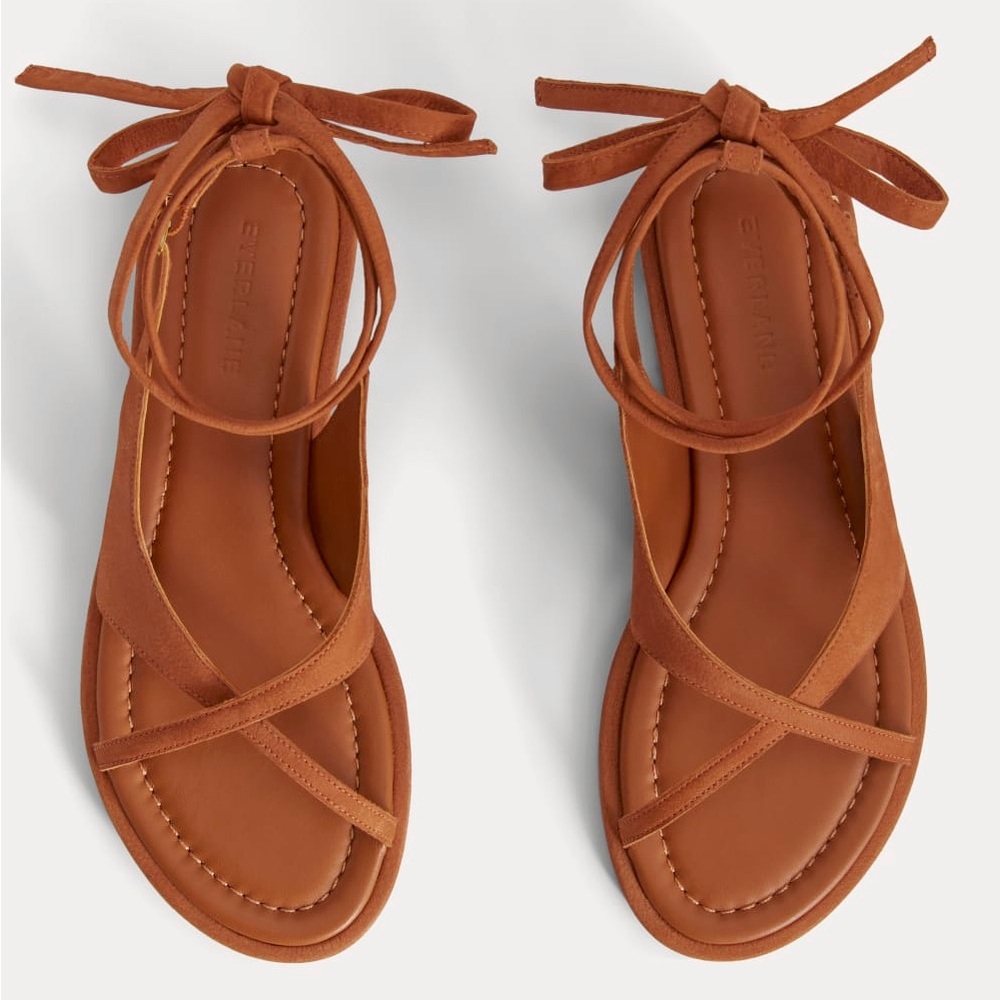 Everlane Tan Lace-Up Cross Strap Sandals